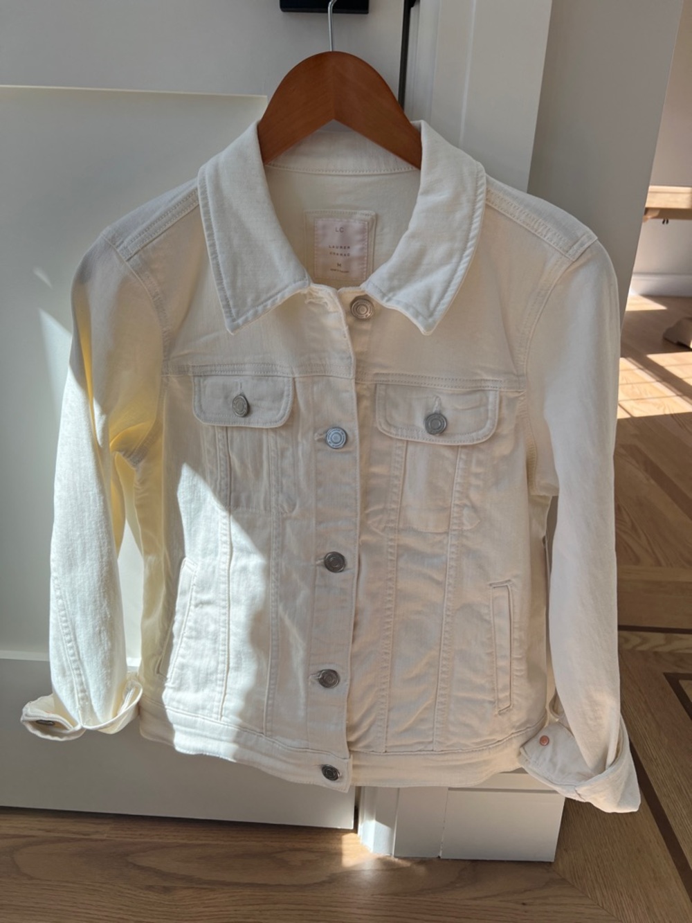 LC Lauren Conrad Cream Off-White Denim Jacket - Picture 4 of 7